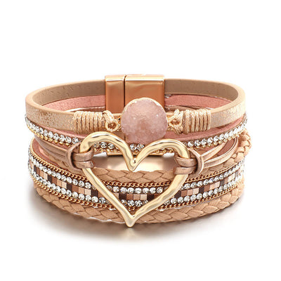 Multi-layer  Heart Leather Bracelet
