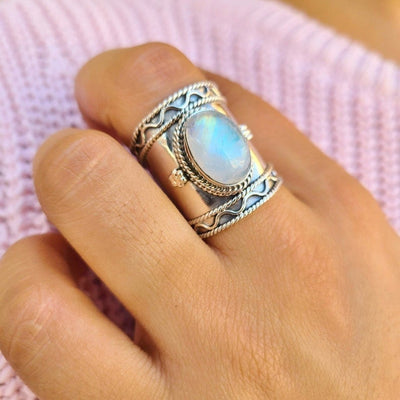 🔥Last Day 49% OFF🎁Bohemian Moonstone Wide Band Ring