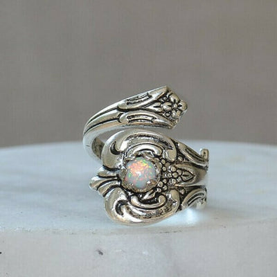 🔥Last Day 49% OFF🎁White Opal Spoon Adjustable Ring