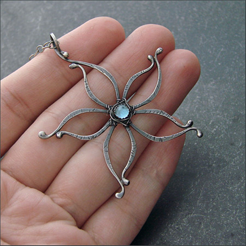 Five pointed Star Moonlight Stone Necklace