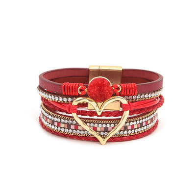 Multi-layer  Heart Leather Bracelet