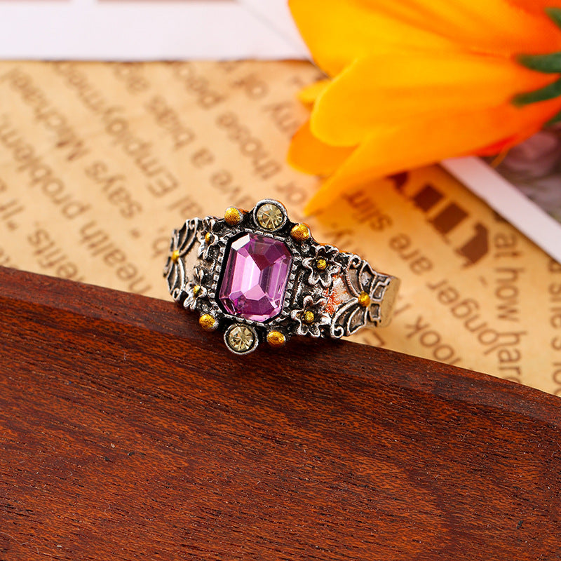 Vintage Inlaid Gemstone Ring